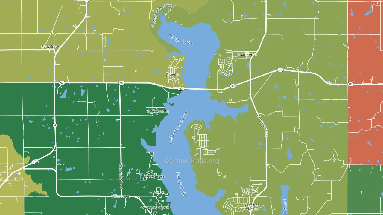Ozawkie, KS Map of Assault Rates