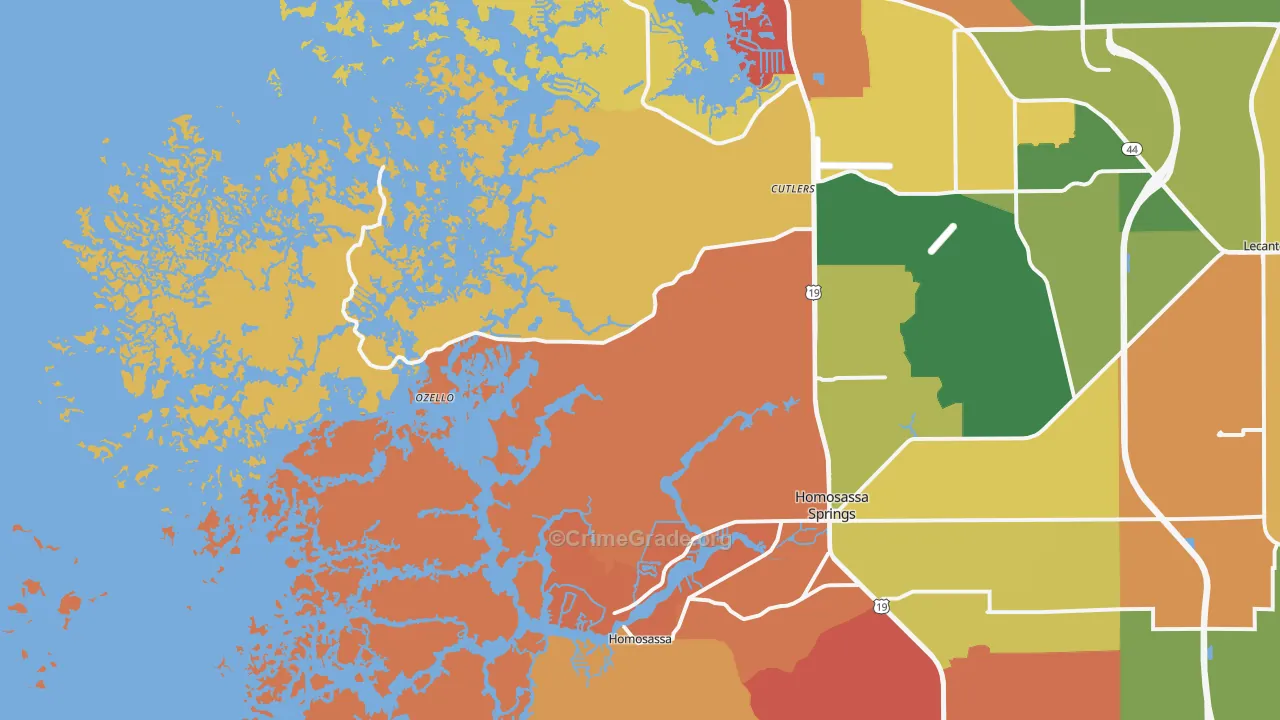 Ozello, FL Map of Assault Rates