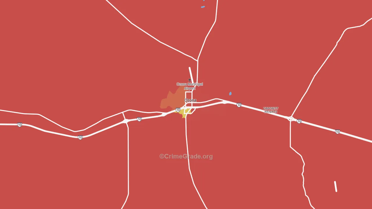 Ozona, TX Map of Assault Rates