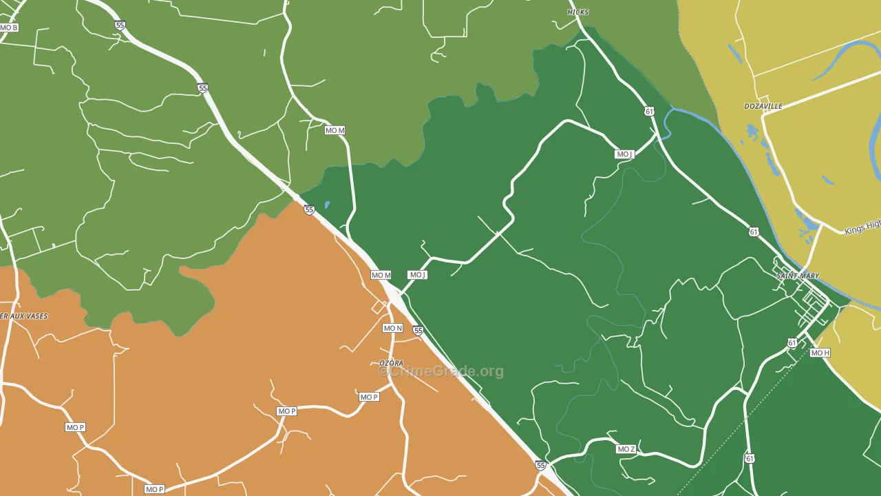 Ozora, MO Map of Assault Rates