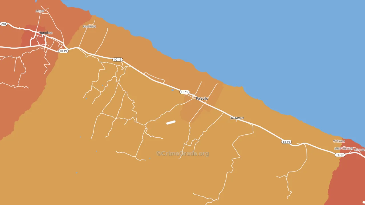 Paauilo, HI Map of Assault Rates