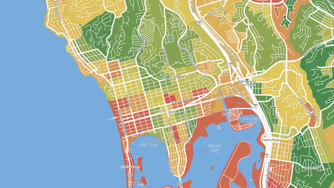 Pacific Beach, San Diego, CA Map of Assault Rates