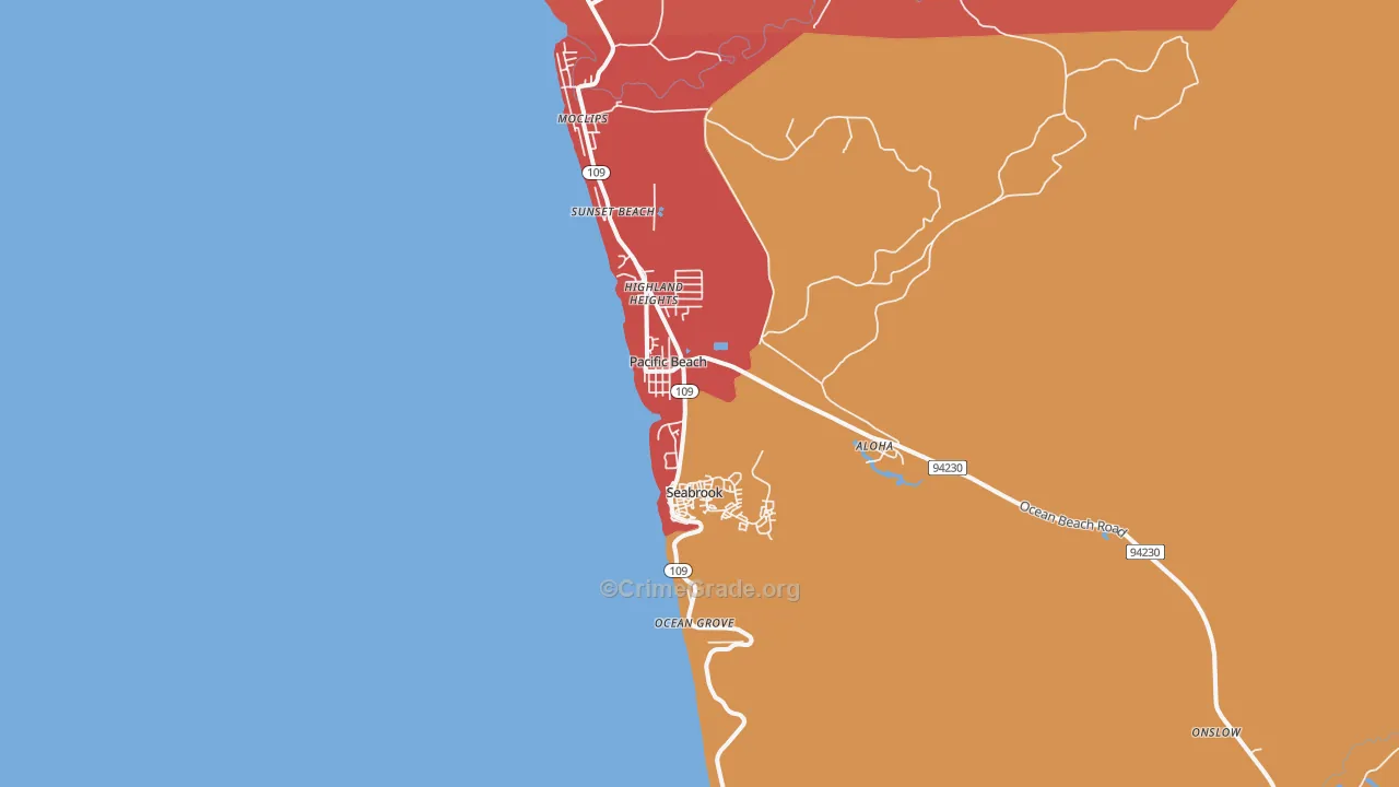 Pacific Beach, WA Map of Assault Rates