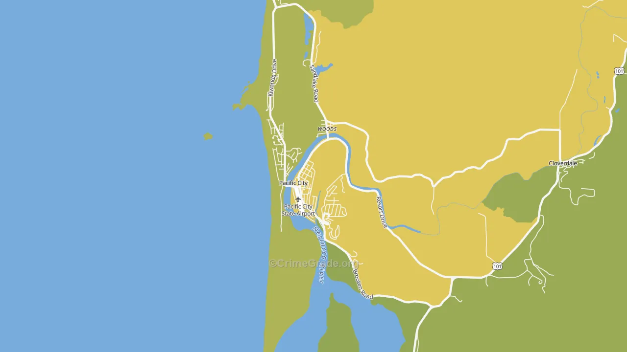 Pacific City, OR Map of Assault Rates