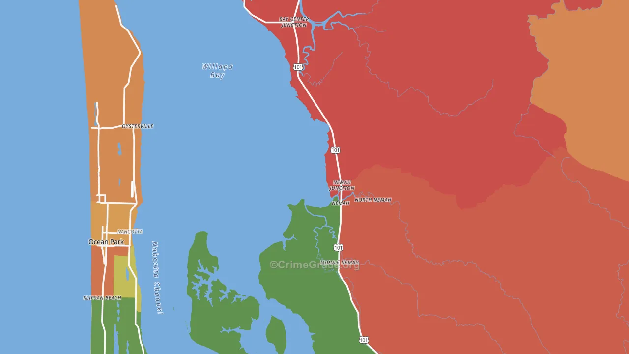 Pacific County, WA Map of Assault Rates