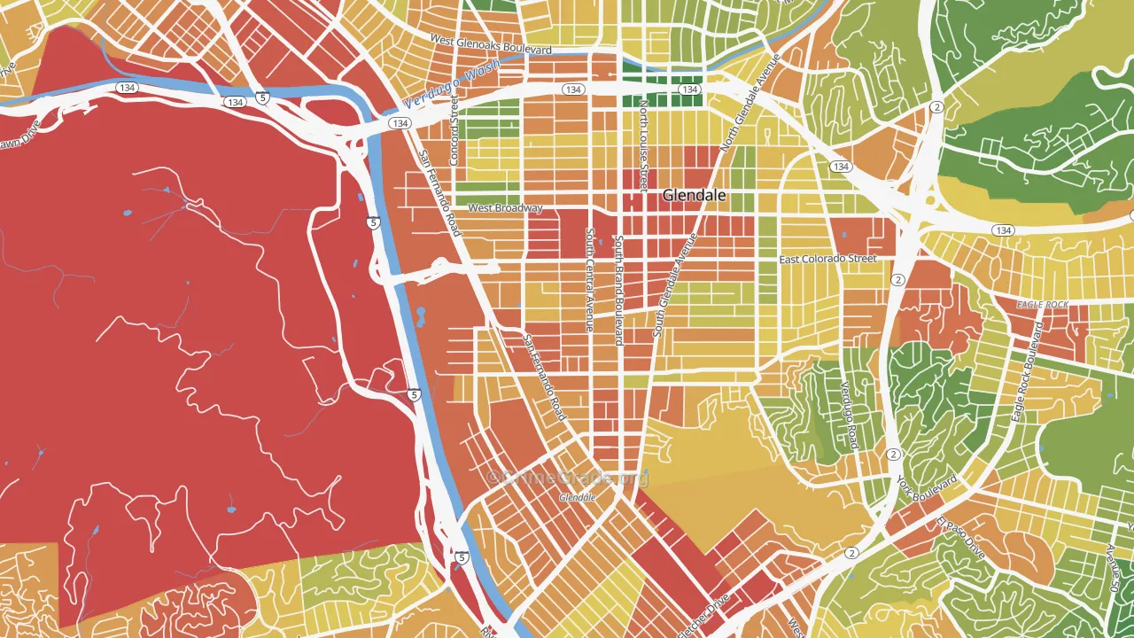 Pacific Edison, Glendale, CA Map of Assault Rates