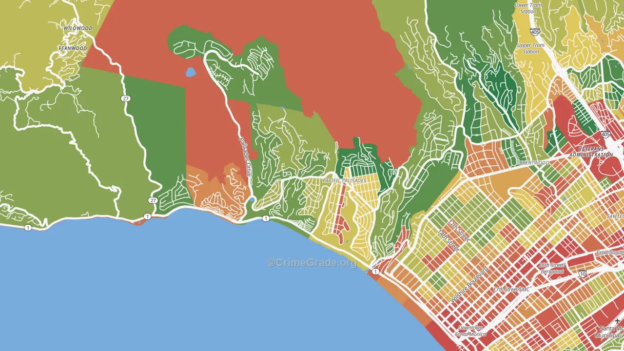 Pacific Palisades, CA Map of Assault Rates