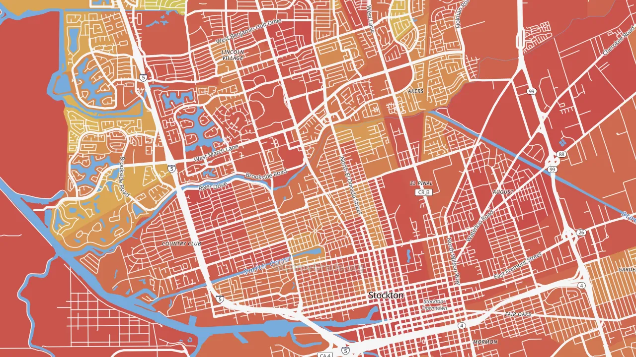 Pacific, Stockton, CA Map of Assault Rates