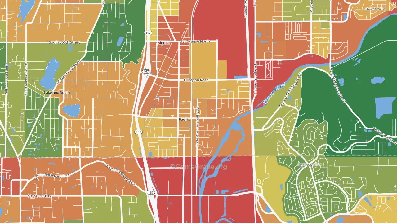 Pacific, WA Map of Assault Rates