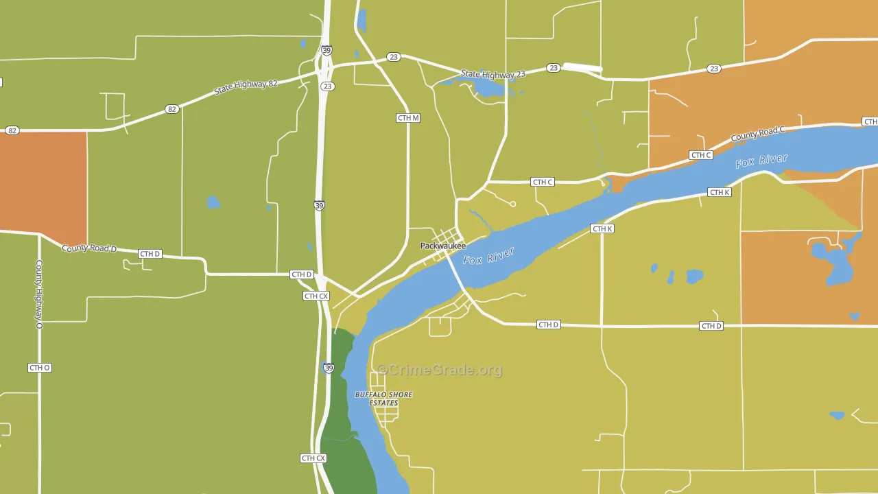 Packwaukee, WI Map of Assault Rates