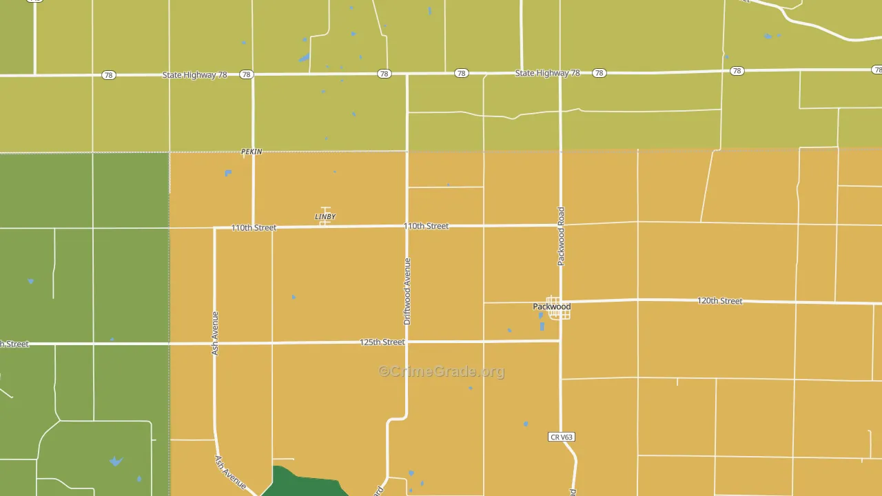 Packwood, IA Map of Assault Rates