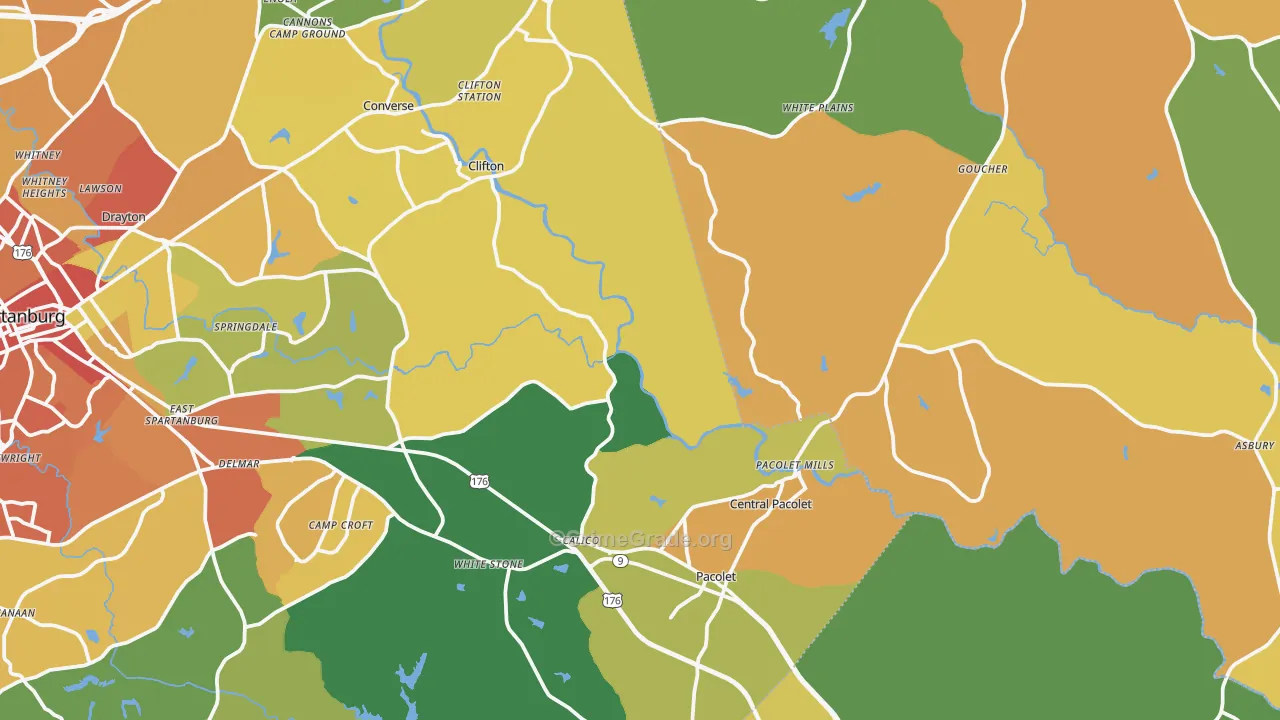 Pacolet Mills, SC Map of Assault Rates