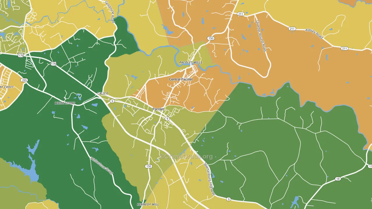 Pacolet, SC Map of Assault Rates