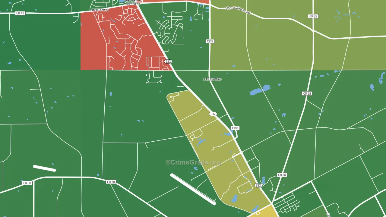 Padelford, NY Map of Assault Rates