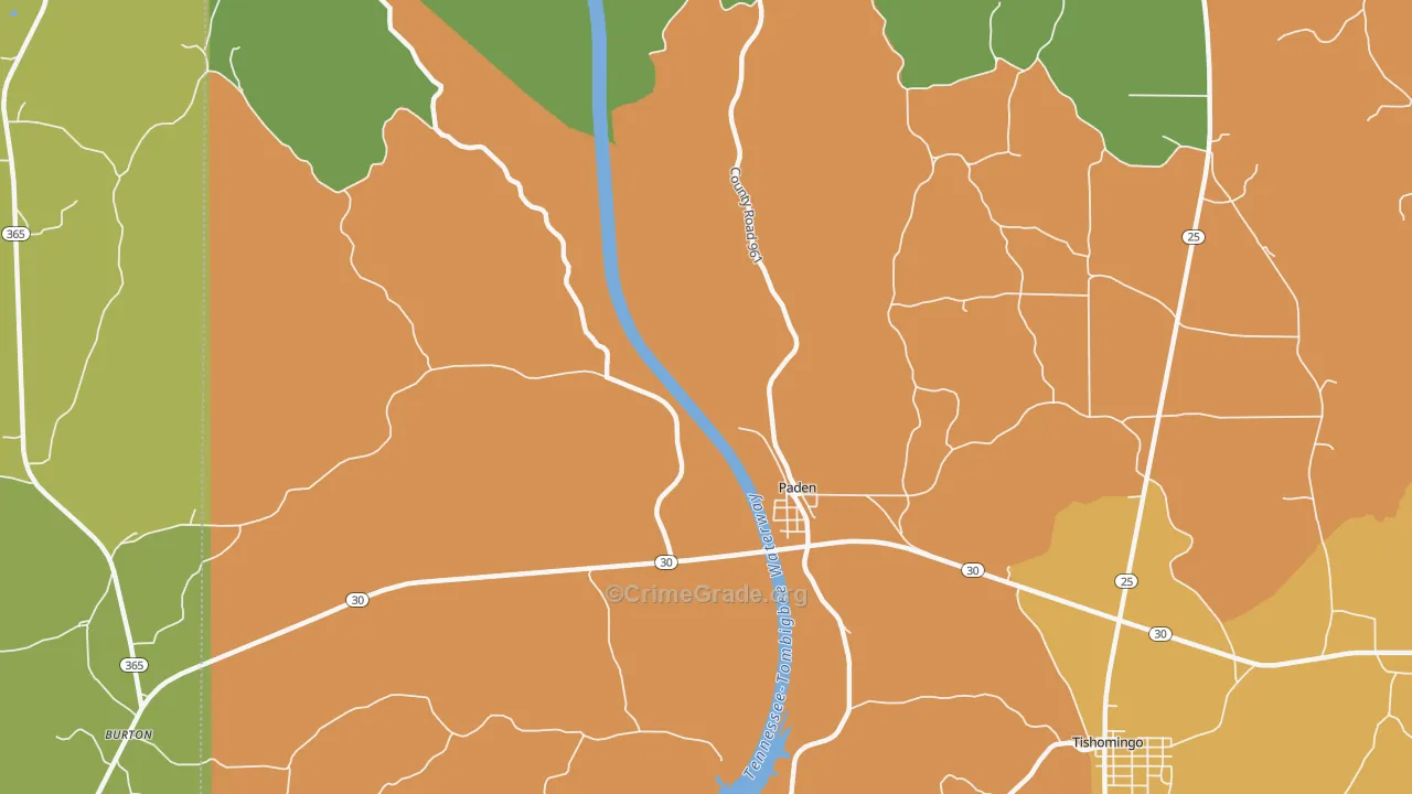 Paden, MS Map of Assault Rates