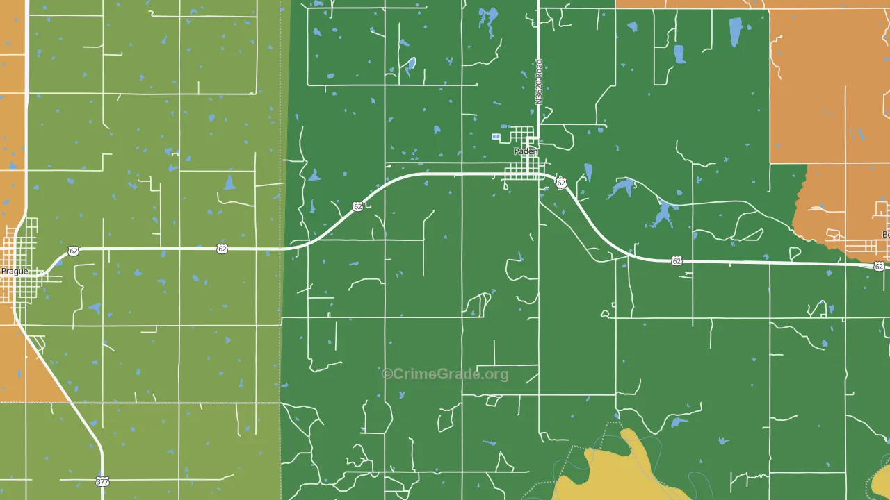 Paden, OK Map of Assault Rates