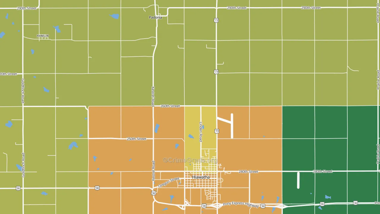 Padonia, KS Map of Assault Rates