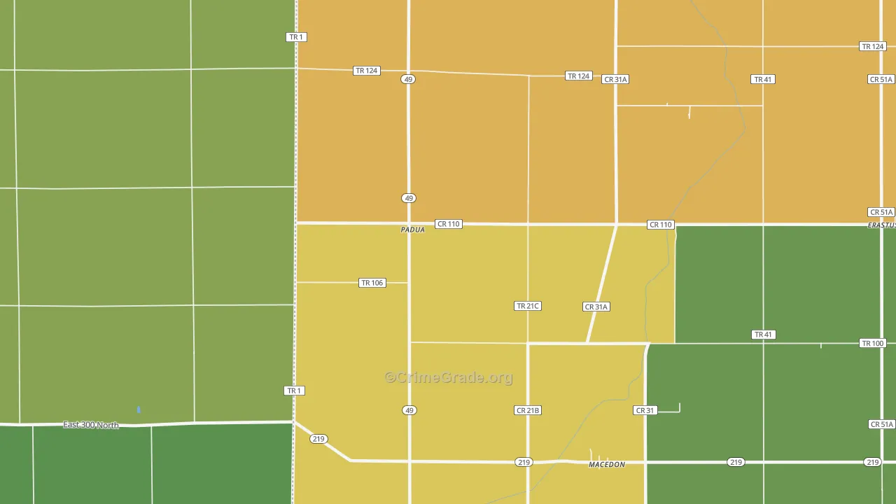 Padua, OH Map of Assault Rates