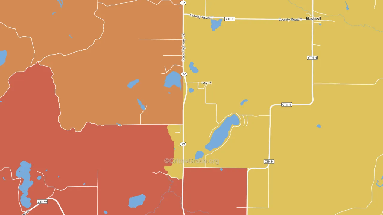 Padus, WI Map of Assault Rates