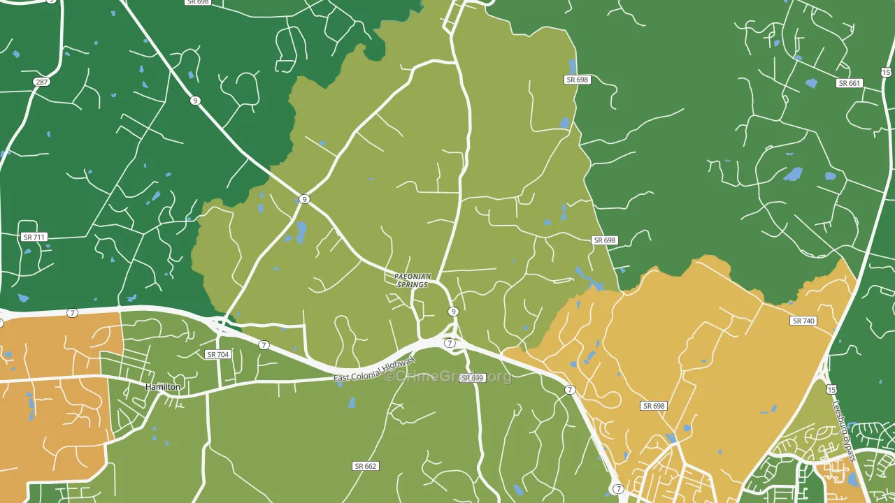 Paeonian Springs, VA Map of Assault Rates