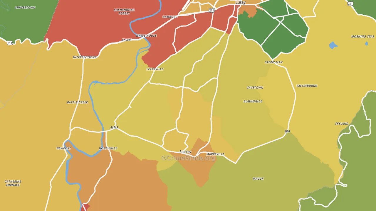 Page County, VA Map of Assault Rates