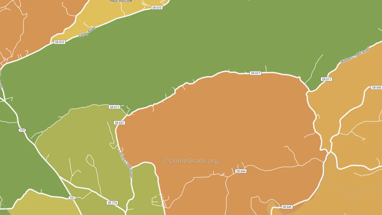 Page Hollow, VA Map of Assault Rates