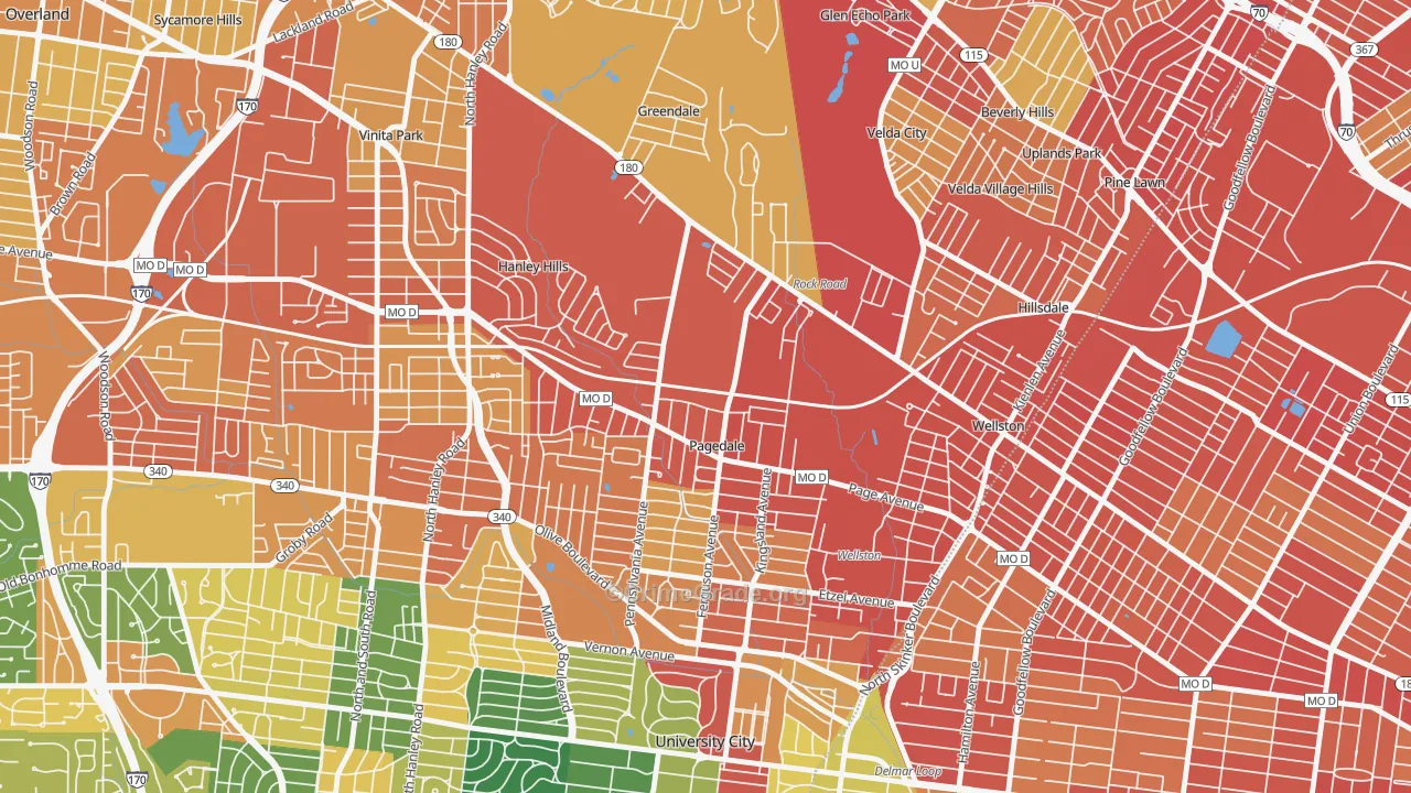 Pagedale, MO Map of Assault Rates