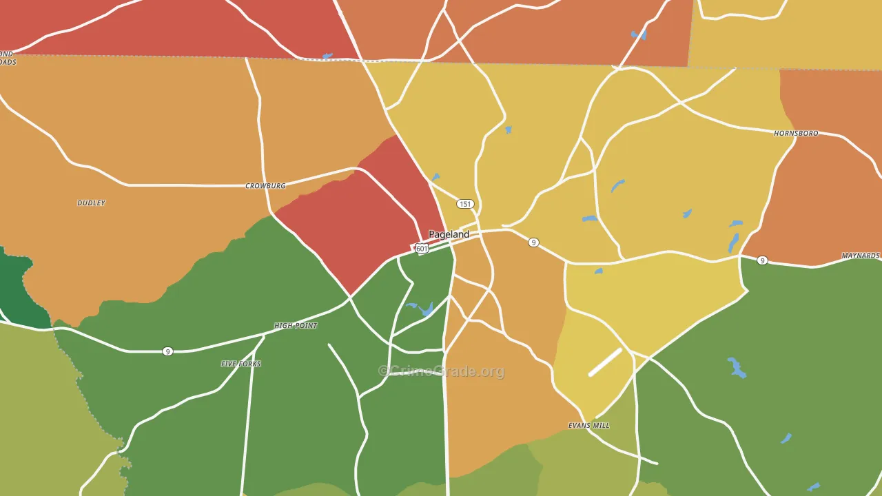 Pageland, SC Map of Assault Rates