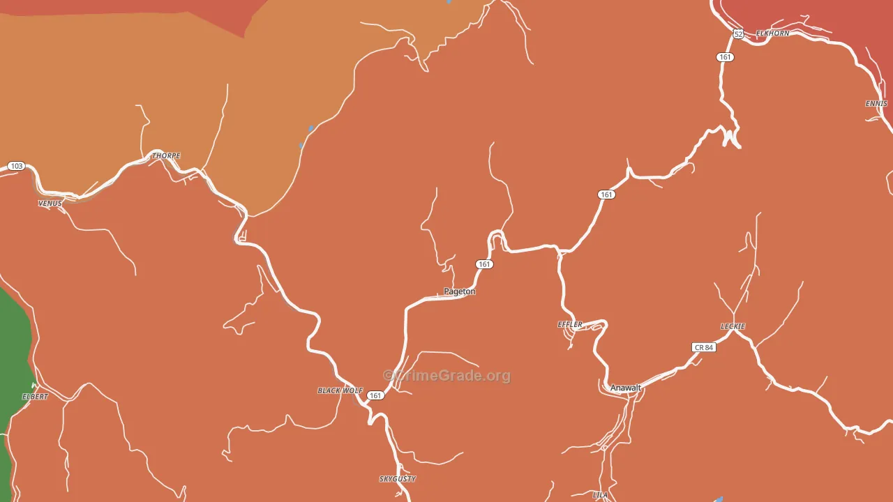 Pageton, WV Map of Assault Rates