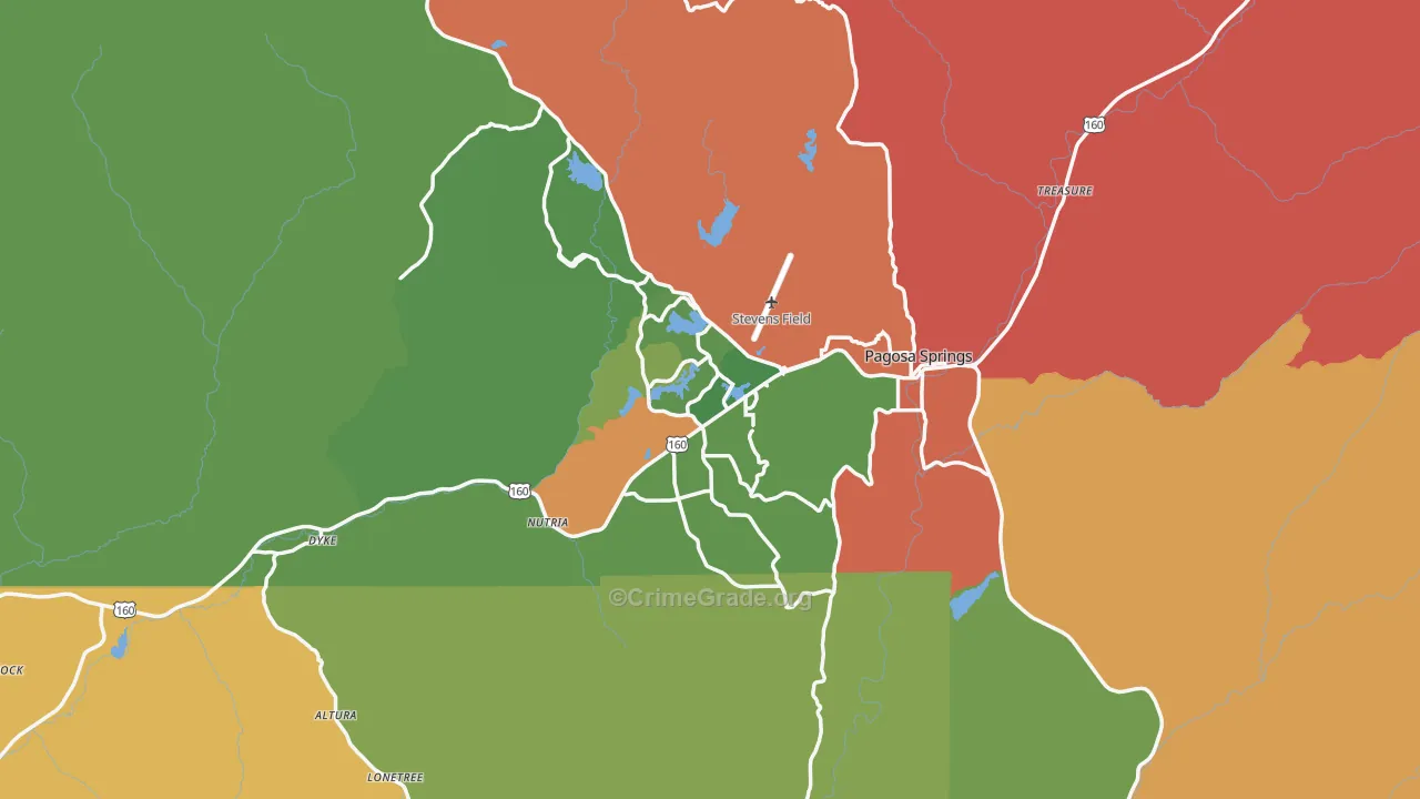 Pagosa Springs, CO Map of Assault Rates