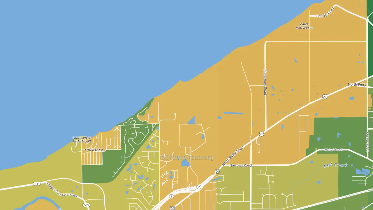 Painesville on the Lake, OH Map of Assault Rates