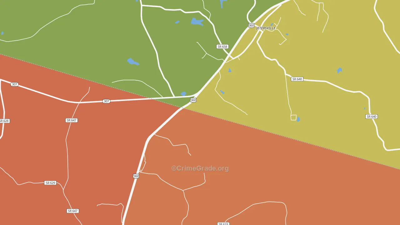 Paineville, VA Map of Assault Rates