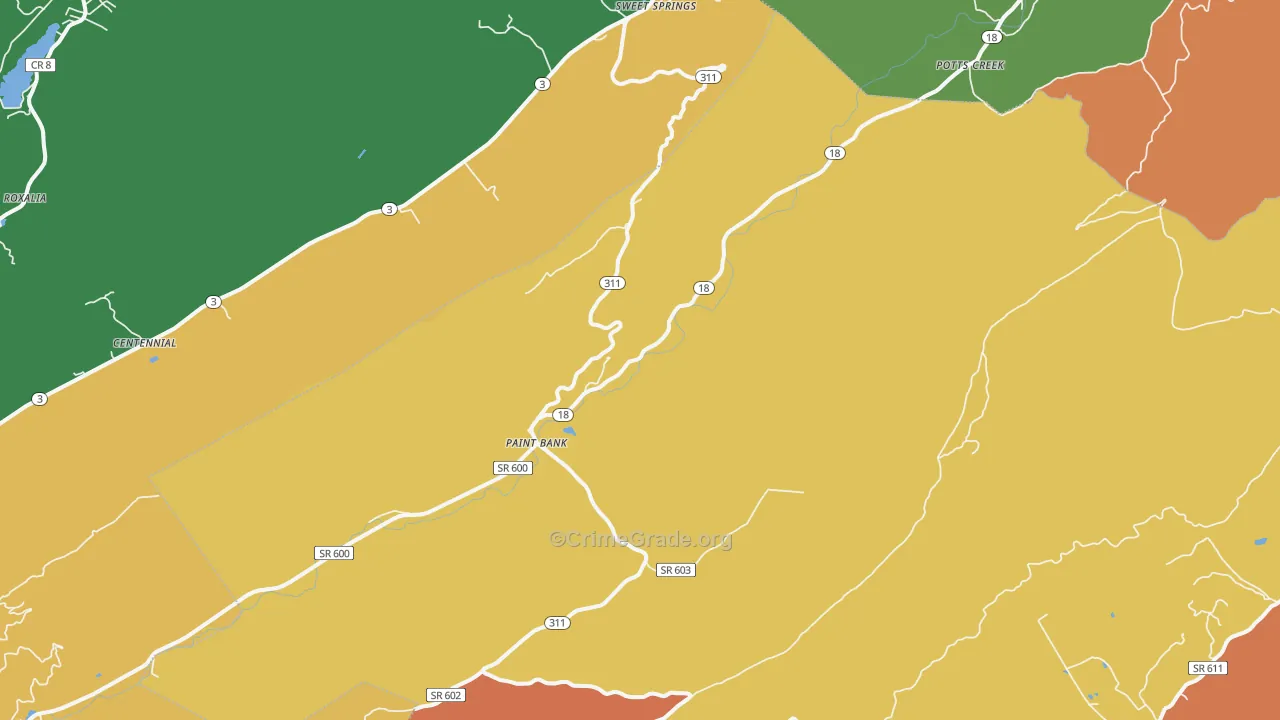 Paint Bank, VA Map of Assault Rates