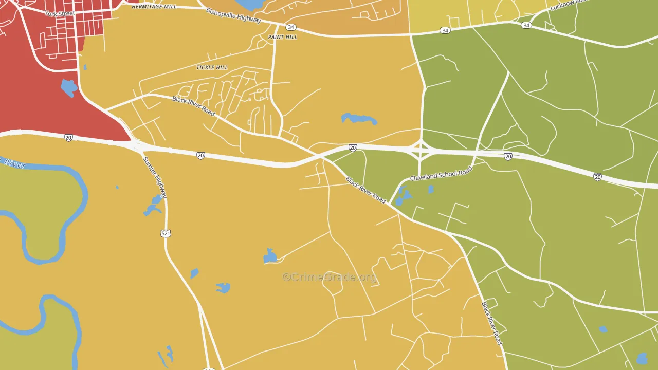 Paint Hill, SC Map of Assault Rates