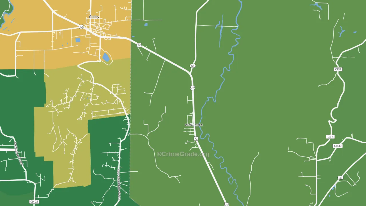 Paint Rock, AL Map of Assault Rates