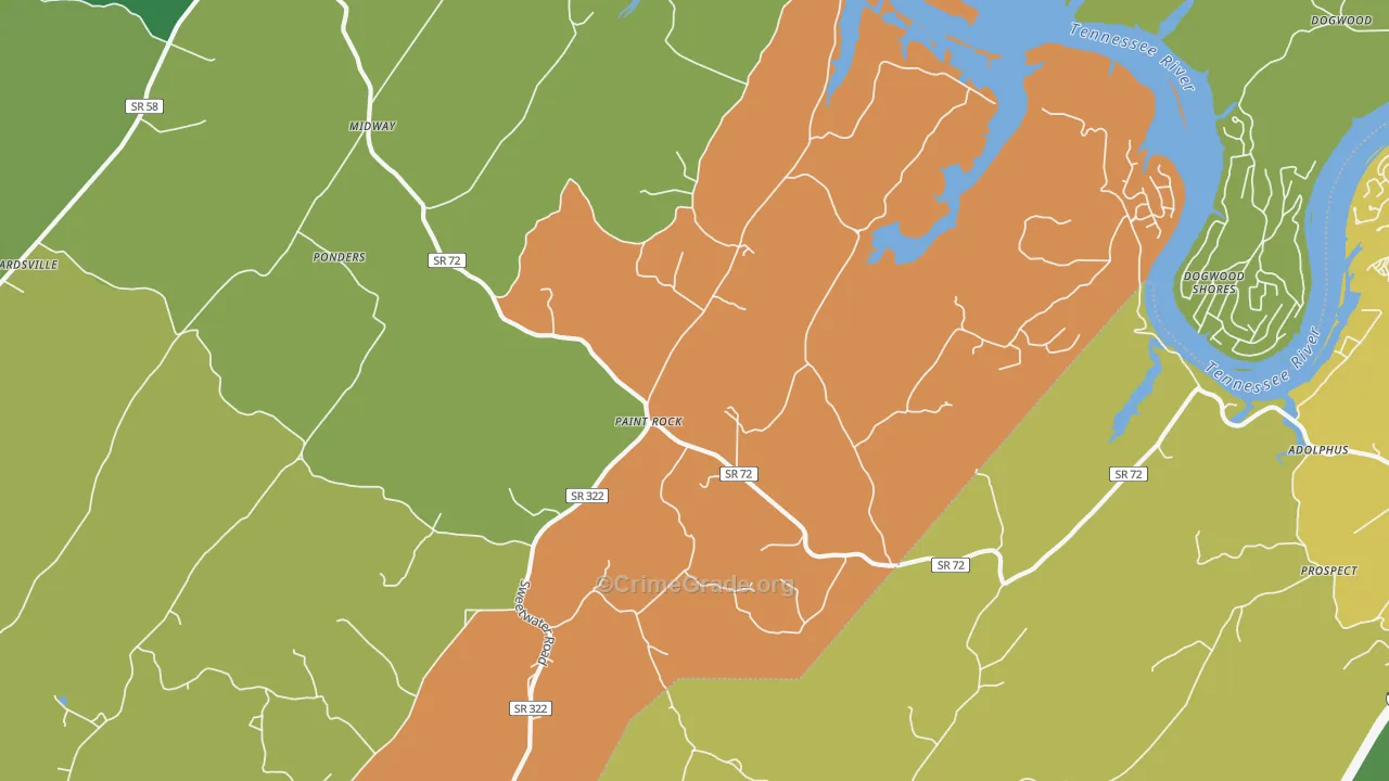 Paint Rock, TN Map of Assault Rates