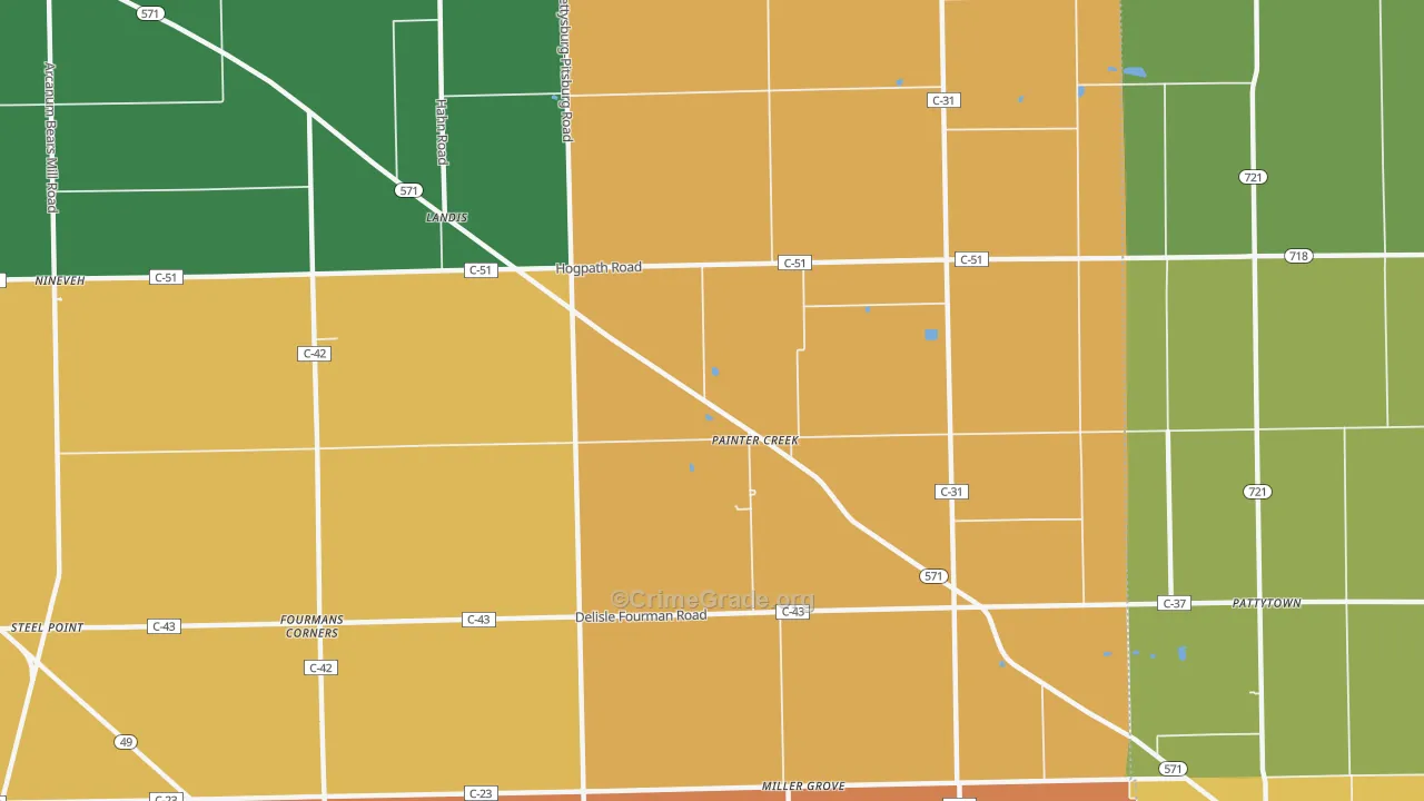 Painter Creek, OH Map of Assault Rates