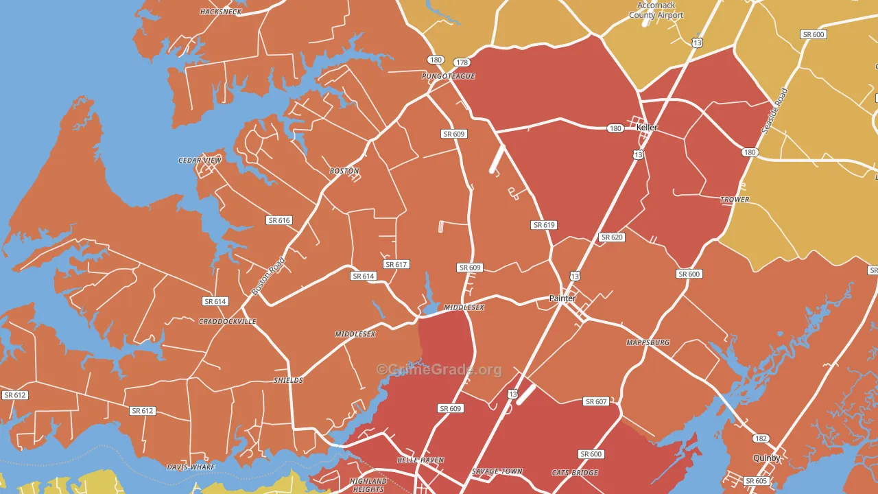 Painter, VA Map of Assault Rates