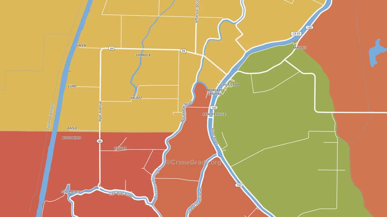 Paintersville, CA Map of Assault Rates