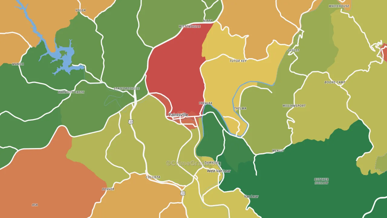 Paintsville, KY Map of Assault Rates