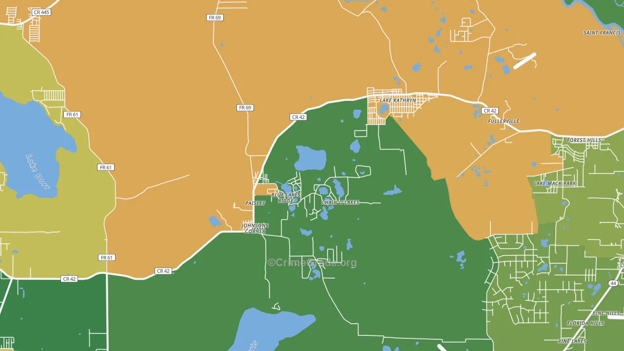 Paisley, FL Map of Assault Rates