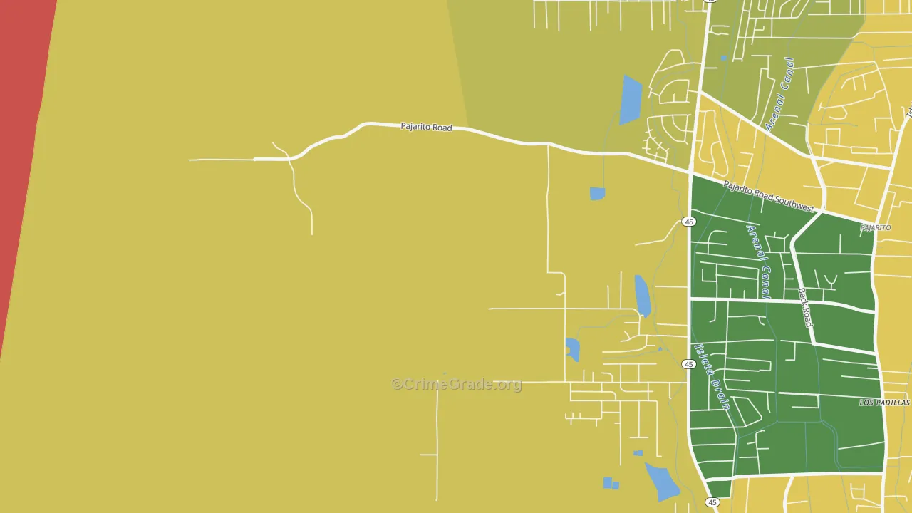 Pajarito, NM Map of Assault Rates