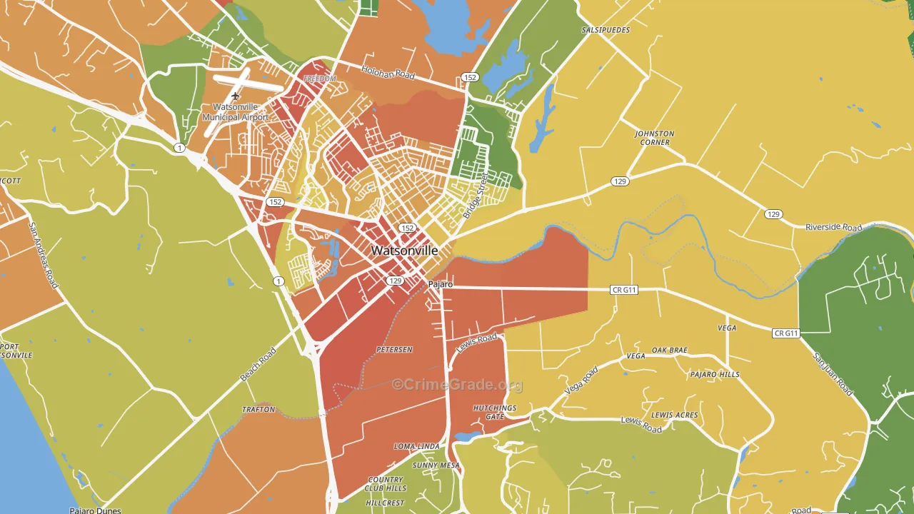 Pajaro, CA Map of Assault Rates