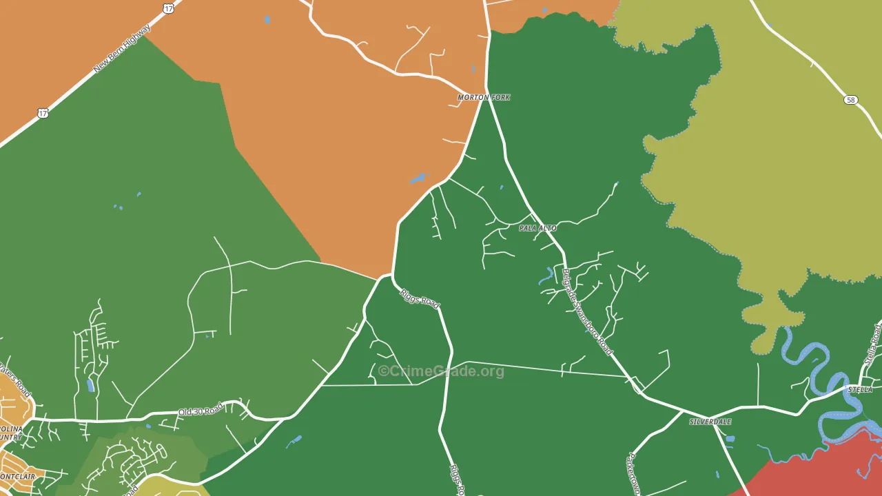 Pala Alto, NC Map of Assault Rates