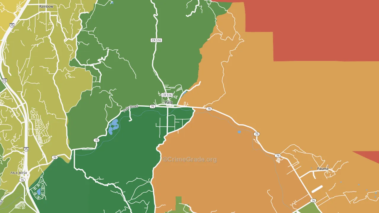 Pala, CA Map of Assault Rates