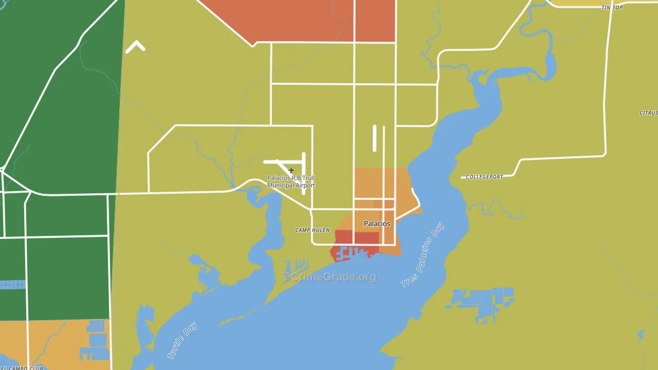 Palacios, TX Map of Assault Rates