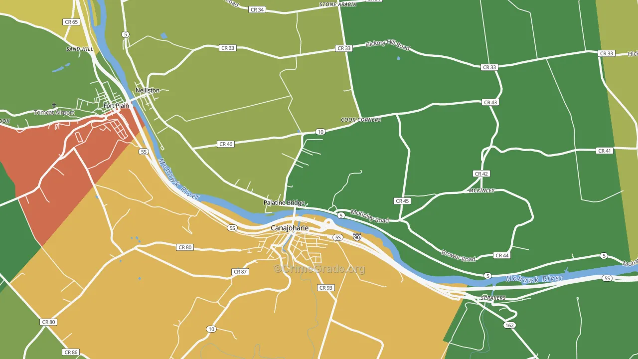 Palatine Bridge, NY Map of Assault Rates