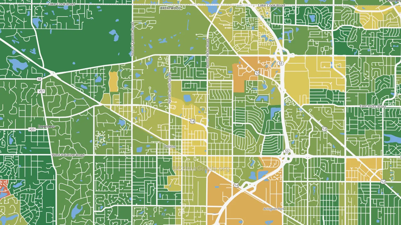 Palatine, IL Map of Assault Rates