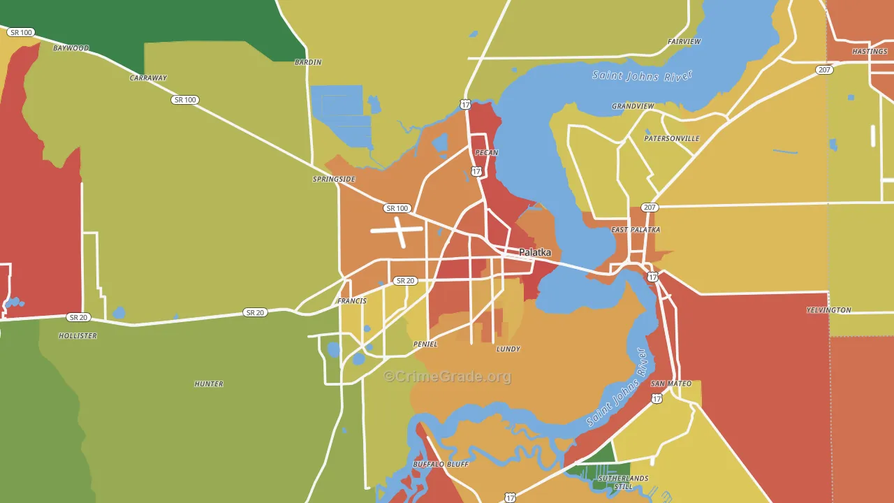 Palatka, FL Map of Assault Rates
