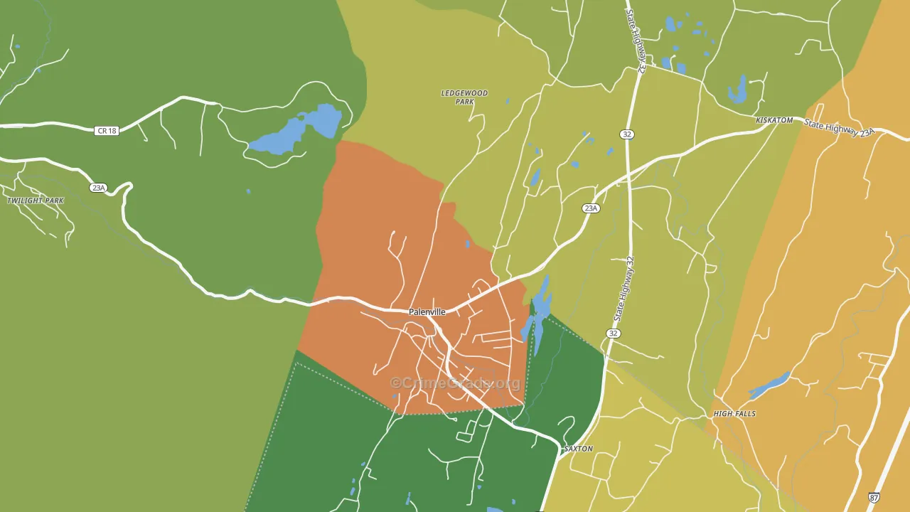 Palenville, NY Map of Assault Rates